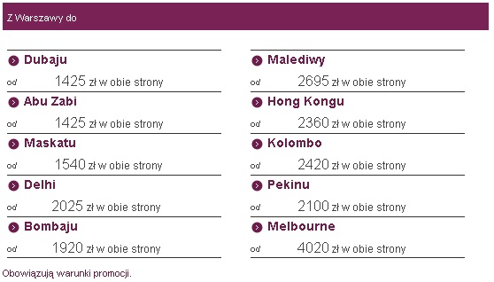 Promocja Qatar Airways